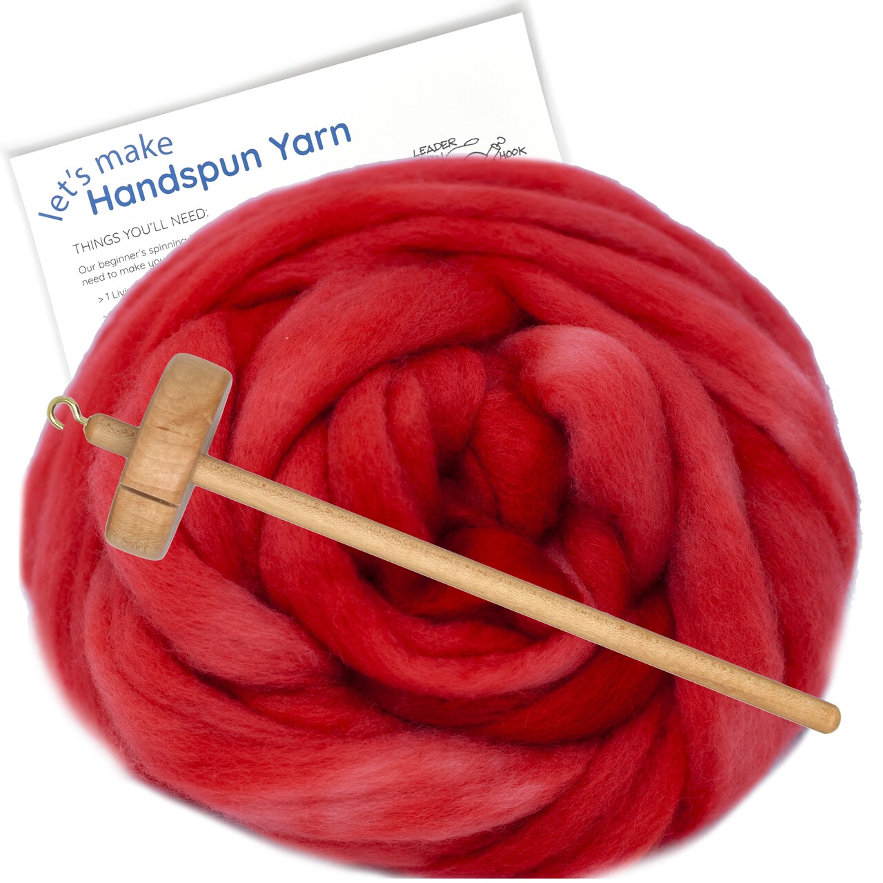 LEARN TO SPIN - Beginner's Spinning Kit with Hand Dyed BFL Roving, Drop Spindle & Printed Instructions w/ Video. Many Colors.